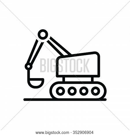 Black Line Icon For Bulldozer Excavator Road-roller Crawler  Backhoe Build Equipment Mini Machinery 