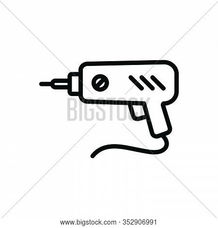 Black Line Icon For Driller Electric Equipment Hole Construction Power-tools Repair Screwdriver Dril