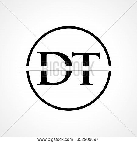 Initial Dt Letter Logo Design Vector Template With Black Color. Dt Logo Design