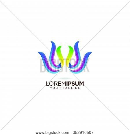Abstract Lotus Flower Logo Design Vector Element