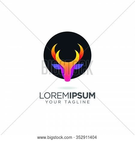 Abstract Business Head Bull Logo Design Vector Isolate On White Background