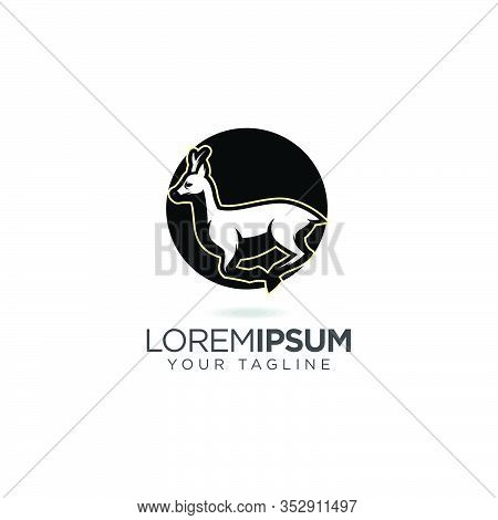 Business Deer Run Logo Design Vector Isolate On White Background