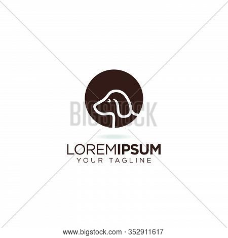 Abstract Head Cute Dog With Circle - Logo Design Vector