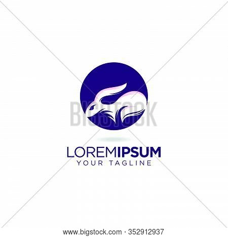 Abstract Run Rabbit Illustration Logo Design Vector Isolated On White Background