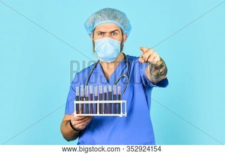 Hospital Treatment. Quarantine Plans. Epidemic Threshold. Medical Research. Man In Medical Lab Inspe