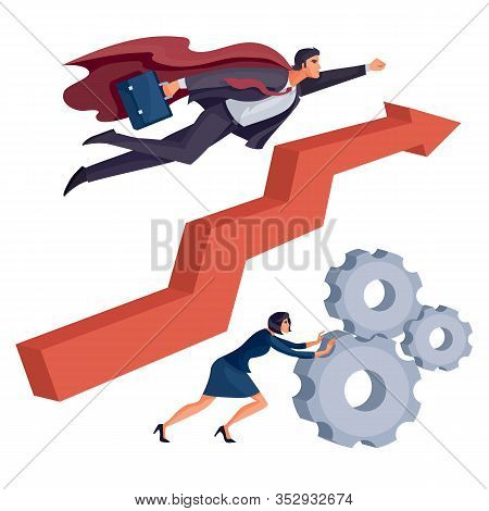 Man With A Cloak Over His Shoulders, Flies Forward As A Lifeguard, A Red Arrow Flies Up, A Woman Pus