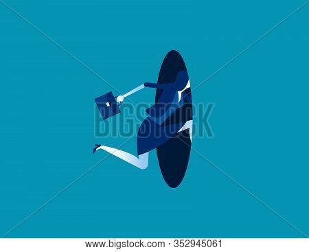 Business Woman Be Brave. Concept Business Leader Challenge, Risk, Dager, Flat Cartoon Character Styl