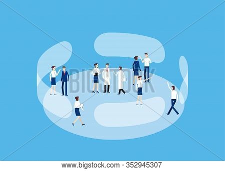 Working Place. Concept Business Discussion Vector Illustration, Support, Social Gathering. Social Is