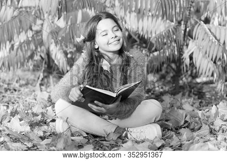 Self Education Concept. Hobby And Interests. Child Enjoy Reading. Schoolgirl Study. Study Every Day.