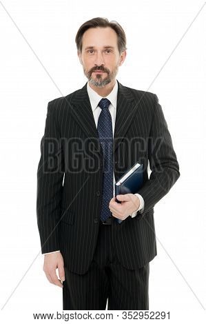 The Best Teacher. Teacher Isolated On White. School Teacher Hold Book. Teacher Career. School And Ed