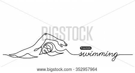 Freestyle Swimming Vector Banner. Competition Vector Minimalistic Sport Background. Sport Event. One