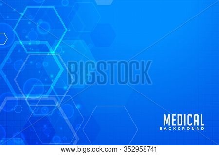 Stylish Abstract Blue Medical Background With Hexgonal Shapes