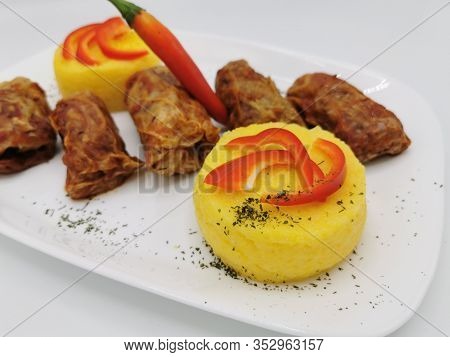 Romanian Specific Food, Polenta With 
Cabbage, Used For Holidays And Other Events.