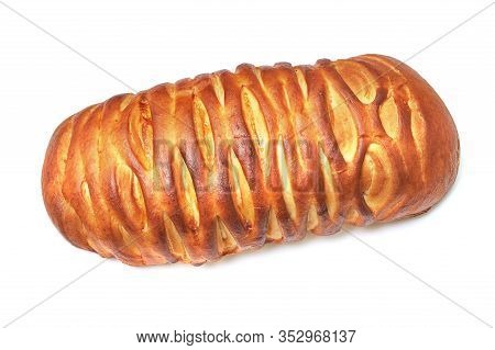 Baked Bread With Jam On White Background