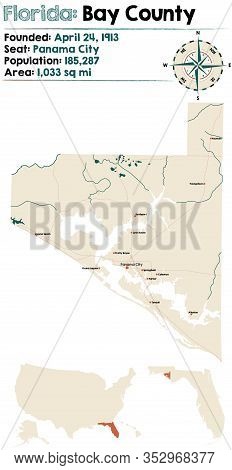 Large And Detailed Map Of Bay County In Florida, Usa.