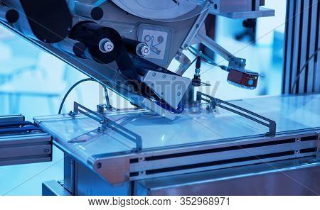Sticker Label Printer. Barcode Digital Printer And Applicator Machine