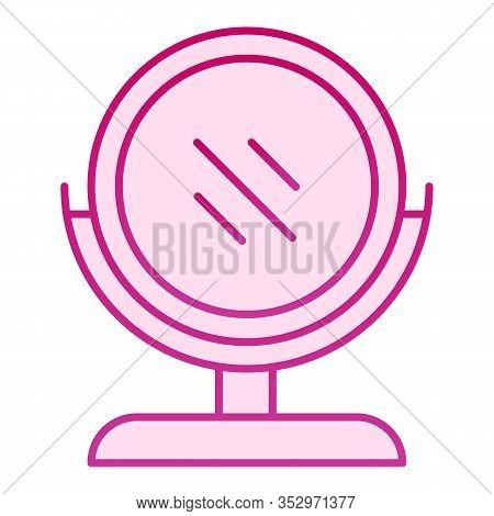 Round Makeup Mirror Flat Icon. Desk Mirror Vector Illustration Isolated On White. Table Mirror Gradi