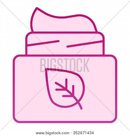 Eco Face Cream Flat Icon. Face Mask With Eco Sign Vector Illustration Isolated On White. Bio Cosmeti
