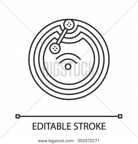 Nfc Microchip Linear Icon. Near Field Communication. Rfid Transponder. Thin Line Illustration. Nfc T