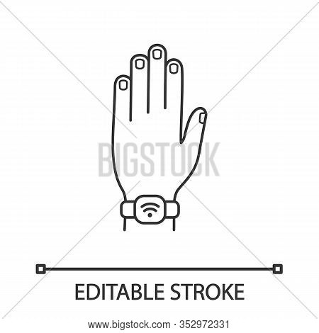 Nfc Bracelet Linear Icon. Near Field Communication. Rfid Wristband. Thin Line Illustration. Nfc Smar