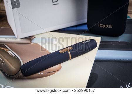 Katowice, Poland - February 26, 2020: Heating Tobacco System Iqos. Iqos Philip Morris Tobacco Produc