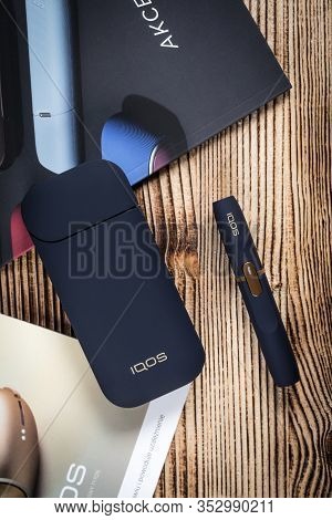 Katowice, Poland - February 26, 2020: Heating Tobacco System Iqos. Iqos Philip Morris Tobacco Produc