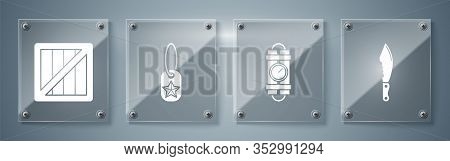 Set Military Knife , Detonate Dynamite Bomb Stick And Timer Clock, Military Dog Tag And Military Amm