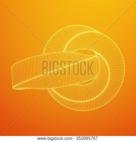 Mobius Strip Ring Knot Sacred Geometry. Spatial Figure With Upturned Surfaces. Optical Illusion With