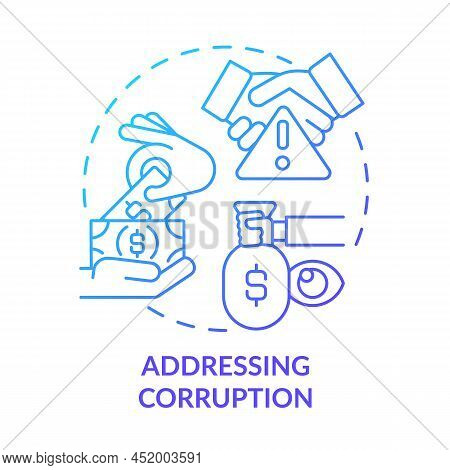 Addressing Corruption Blue Gradient Concept Icon. Armed Hostilities Prevention Solution Abstract Ide