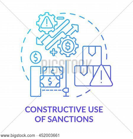 Constructive Use Of Sanctions Blue Gradient Concept Icon. Way Of Armed Hostilities Prevention Abstra