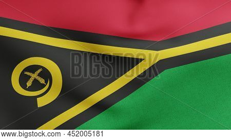 National Flag Of Vanuatu Waving 3d Render, Republic Of Vanuatu Flag Textile Designed By Kalontas Mah