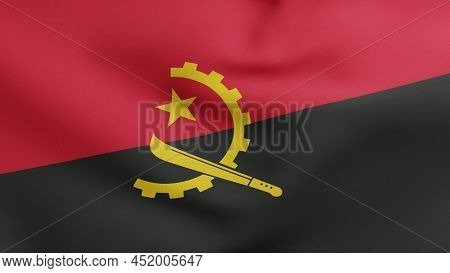 National Flag Of Angola Waving 3d Render, Republic Of Angola Flag Textile, Popular Movement For The 