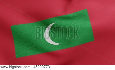 National Flag Of The Maldives Waving 3d Render, Republic Of Maldives Flag Dhivehi, Divehi Or Maldivi