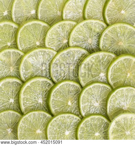 Fresh Lime Sliced On White Background.food High Vitamin C.