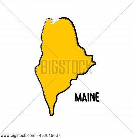 Maine Map Outline, Hand Drawn Silhouette Design Background