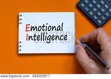 Ei Emotional Intelligence Symbol. Concept Words Ei Emotional Intelligence On White Note. Businessman