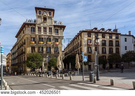 Ramales Square (plaza Ramales) In City Of Madrid, Spain