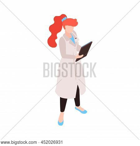 Isometric Human Cloning Dna Research Science Laboratory Composition With Character Of Female Lab Wor
