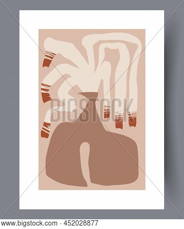 Scandinavian Abstract Vector Print Set. Minimalistic Abstract Wall Art Background For Print. Scandin