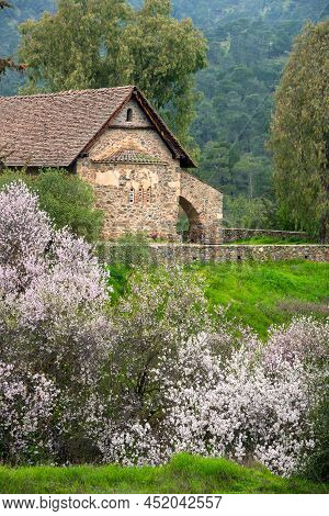 Famous Greek Orthodox Church Of Panagia Asinou At Nikitari Village In Cyprus. The Church Is Classifi