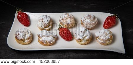Dessert, Pastry, Cream Puff With Whipped Cream, High Quality Photo
