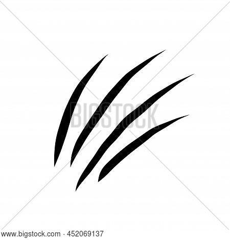 Werewolf, Cat Or Beast Scratch Scrape On White Background. Four Wound Marks. Isolated Print With Wil
