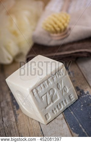 Marseille, France On December 10, 2020, Marseille Soap Natural, Multicolor Soaps Handmade With Organ