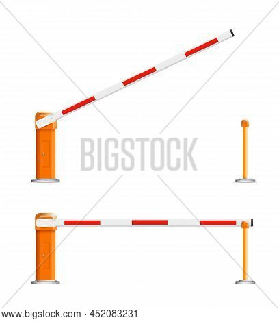 Barrier Flock.parking Zone Turnpike On White Background Vector Illustration.railroad And Parking Zon