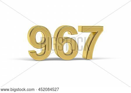 Golden 3d Number 967 - Year 967 Isolated On White Background - 3d Render