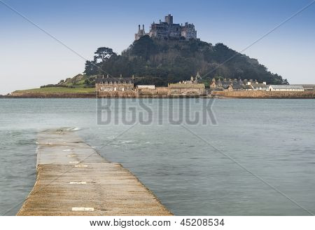 St Michael's Mount Bay Marazion pre-hajnali hosszú expozíció