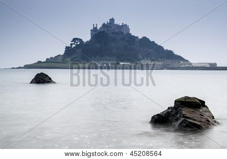St Michael's Mount Bay Marazion pre-hajnali hosszú expozíció
