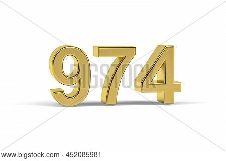 Golden 3d Number 974 - Year 974 Isolated On White Background - 3d Render