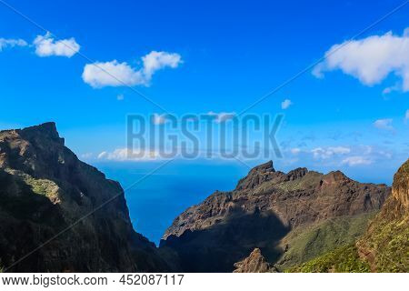 Amazing Sunset Landscape View To Famous Maska Canyon On Tenerife Island Spain
