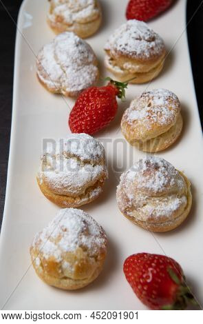 Dessert, Pastry, Cream Puff With Whipped Cream, High Quality Photo